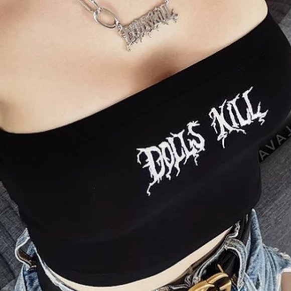 Dolls Kill Tops - Dolls Kill logo tube top